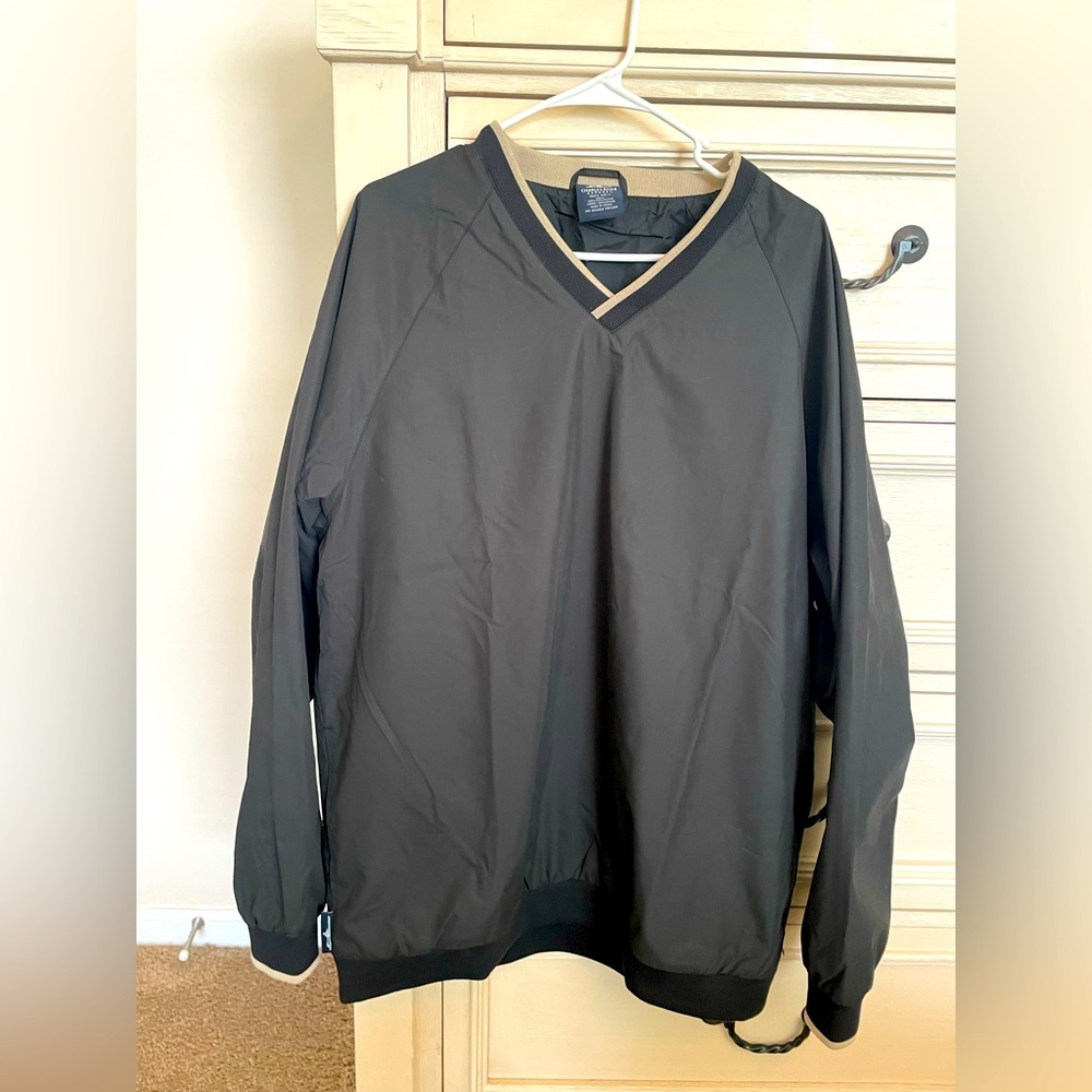 Charles River Men L Nylon Golf Pullover Black Sweatshirt Water Resistant